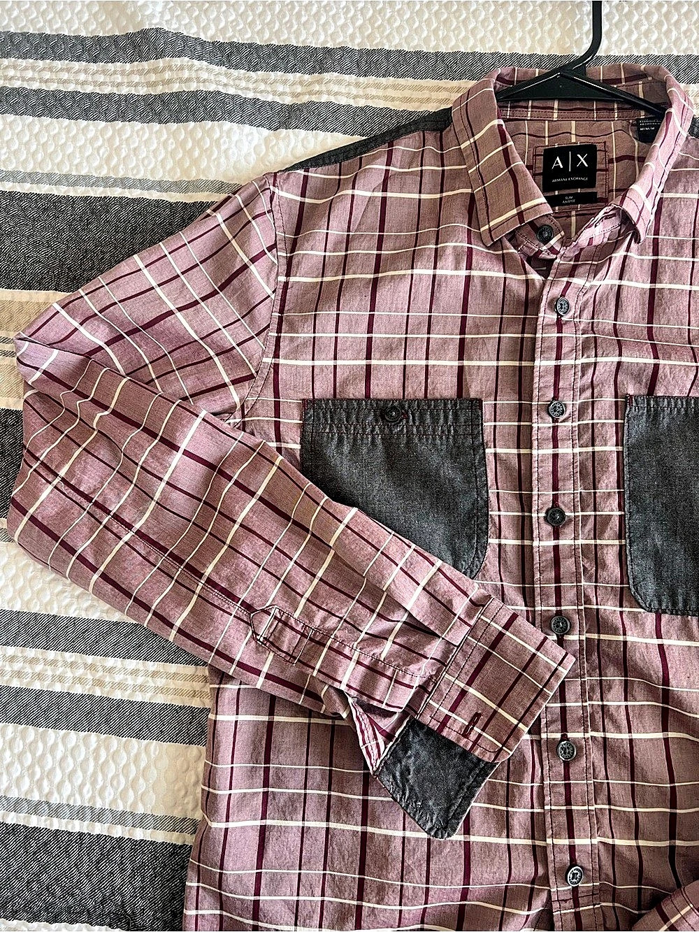 Armani Exchange A|X Armani Exchange Slim Ajuste Summo-2018 Checkered Cotton